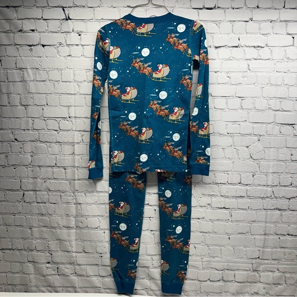 Hanna Andersson Kids Blue Santa Pajamas set Sz 169 cm US 14 organic cotton nwot - Picture 2 of 10